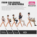 Abiie Beyond Junior Wooden High Chair with Tray - Adjustable and Convertible High Chair for Babies and Toddlers - 6 Months to 250 Lb - Water Resistant - Mahogany Wood/White Cushion by TinyTreasures Baby Boutique