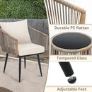 Kromax 3 Pieces Patio Rattan Bistro Conversation Set, Outdoor All-Weather Wicker Furniture Chairs and Side Table Set Ideal for Balcony, Porch and Backyard, Beige by CozyNest Decor