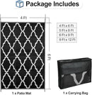 OutdoorLines Outdoor Plastic Area Rugs for Patio 4x6 ft - Reversible Outside Carpet, Stain & UV Resistant RV Mats, Straw Rug for Camping, Deck Garden, Porch and Balcony, Moroccan Black & Light Grey by GreenHaven Gardens