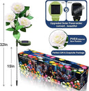 Solar Flower Lights Outdoor - Upgraded New Material Two Modes Realistic LED Solar Powered Waterproof Lights with 5 Roses, Solar Decorative Stake Lights for Garden (White, 2 Pack) by GreenHaven Gardens