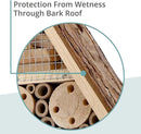 I Large Insect Hotel with bark roof Natural, Weatherproof, Insect House Made of Natural Wood for Bees, Ladybugs, lacewings, Butterflies, bee Hotel, Nesting aid for Hanging by GreenHaven Gardens