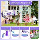 BOMOCO Bubble Gun,125 Holes Bubble Machine Bubbles for Kids 3-12,Bubble Blaster Gun with Bubble Solution Summer Outdoor Bubble Toys Birthday Wedding Halloween Party Favors Gifts Bubble Maker,Purple by TinyTreasures Baby Boutique
