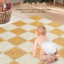 Skyweaver 36 Tiles Soft Non-Toxic Baby Play Mat for Floor EVA Foam Jigsaw Puzzle Play Mat, Interlocking Squares with 0.6inch for Babies, Toddlers & Kids Gym, Nursery, Playroom, Light Brown by TinyTreasures Baby Boutique