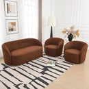KINWELL 34" W Swivel Barrel Chair Set of 2, Mid Century Modern Round Upholstered Boucle Swivel Accent Chairs, No Assembly Sofa Chair for Living Room Bedroom Reading, Brown by CozyNest Decor