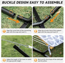 2 Person Outdoor Hammock with Stand, Cotton Rope Hammock with Polyester Pad, Adjustable Steel Frame, Portable with Carrying Bag – for Patio, Backyard, Garden, Beach, Cloud-Gray by GreenHaven Gardens