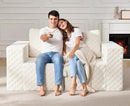 Modular Sectional Sofa 2 Seater Loveseat Modular Couch with Deep Seat Memory Foam Cloud Chair with Pillows Oversized Sectional Sofa for Living Room Bedroom (Plush White, Loveseat) by CozyNest Decor