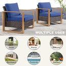 Wicker Outdoor Patio Chairs Set of 2, Rattan Patio Furniture Chairs with Sturdy Frame,All-Weather PE Wicker,Wide Armrest,Deep Seating and Thick Cushions for Deck Porch Garden(Brown/Blue) by CozyNest Decor