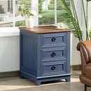 18" Farmhouse Night Stand with 3 Drawers, Wood End Table Dresser for Bedroom, Navy Blue Nightstand, Bed Side Table with Metal Handle, Bedside Cabinet for Bedroom Living Room, Closet by CozyNest Decor