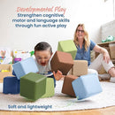 ECR4Kids SoftZone Patchwork Toddler Building Blocks, Foam Cubes, Earthtone, 12-Piece by TinyTreasures Baby Boutique