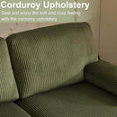 Karl home U-Shape Sectional Sofa Couch 111" Modern 4-Seat Sofa with Chaises Corduroy Fabric Upholstered Covertible Couch with Wood Grain Legs for Living Room, Reception Room, Apartment, Green by CozyNest Decor