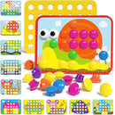 AMOSTING Button Art Toy – Educational Color Matching Mosaic Pegboard Sensory Learning Activity for Kids Age 3 4 5, Preschool Gift for Toddlers, Boys and Girls by TinyTreasures Baby Boutique