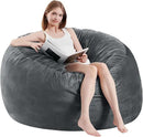 3 Feet Bean Bag Chair - BeanBag Chairs for Adults, Living Room Furniture Sofa with Soft Micro Fiber Cover, Round Fluffy Couch for Bedroom College Dorm - Grey by CozyNest Decor