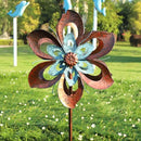 Garden Wind Spinner,Flower Wind Spinner,Outdoor Metal Wind Sculpture & Spinner Large 23 inch Dia 84 inch Height Kinetic Windmill for Garden Yard by CozyNest Decor