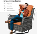 Outdoor Swivel Rcoker Wicker Chairs - Swivel Patio Chairs Set of 2 Patio Furniture Sets with Covered Cushion for Porch Deck Balcony Backyard, Orange Cushion by GreenHaven Gardens