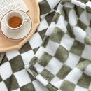 LOMAO Throw Blankets Flannel Blanket with Checkerboard Grid Pattern Soft Throw Blanket for Couch, Bed, Sofa Luxurious Warm and Cozy for All Seasons (Dark Olive, 90"x90") by CozyNest Decor