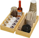 Kitchen Drawer Organizer Bins, Stackable Bamboo Drawer Organizer for Silverware, Flatware, Coffee Pod Organizer K Cup Holder for Countertop, 2 Pcs Coffee Station Organizer 12" x 6" x 2.5" by CozyNest Decor