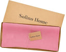 Solino Home Linen Pink Carnation Table Runner 60 Inches - 100% Pure Linen Short Table Runner 14 x 60 Inch Ideal for Dresser and Coffee Tables - Halloween - Fete