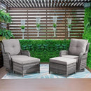 Wicker Outdoor Furniture Patio Furniture Set - 6 Piece Patio Conversation Set with Swivel Rocker Chairs, Loveseat Sofa, Ottomans and Coffee Table, Gray Cushion by GreenHaven Gardens