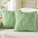 decorUhome Throw Pillow Covers 24x24 Inch Set of 2, Soft Plush Decorative Faux Fur Sage Green Solid Couch Pillow Covers, Accent Farmhouse Neutral Square Euro Pillow Cases for Sofa Bed Living Room by CozyNest Decor