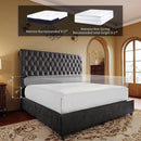 PaPaJet Bed Frame Queen Size Upholstered Platform Bed with 52.8'' Tall Sleigh Headboard, Button Tufted, No Box Spring Needed, Easy Assembly, Dark Grey by CozyNest Decor