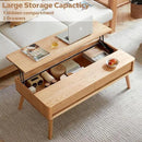 100% Solid Wood Lift Top Coffee Table for Living Room, Mid Century Modern Tables with Drawers and Large Storage, Oak Coffee Tables for Small Spaces (Oak Wood Log, 39.37" W x 21.65" D x 25.59" H) by CozyNest Decor