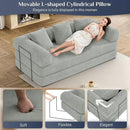 Convertible Sleeper Sofa Bed with Pillow, 4-in-1 Corduroy Folding Mattress Couch with Fixed-Shape Frame, Futon Fold Out Floor Sofa Cama Lounge Couch for Living Room Bedroom, Light Grey by CozyNest Decor