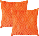 decorUhome Fall Throw Pillow Covers 26x26 Inch Set of 2, Soft Plush Decorative Faux Fur Orange Solid Couch Pillow Covers, Accent Farmhouse Neutral Square Euro Pillow Cases for Sofa Bed Living Room by CozyNest Decor