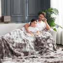 Cozy Bliss Faux Fur Throw Blanket for Couch, Fuzzy Soft Plush Thick Bubble Blanket for Sofa Bedroom Living Room, 108 * 90 Inches Tie Dye Taupe by CozyNest Decor