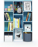 Furinno Luder Bookcase / Book / Storage , 11-Cube, White/Light Blue by TinyTreasures Baby Boutique