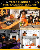 eZAKKA 5 Pack Halloween Decorations Indoor Halloween Spider Web Tablecloth Table Runners Fireplace Mantel Scarf Cobweb Lampshade Scary 3D Bats for Parties Gothic Spooky Home Decoration by CozyNest Decor