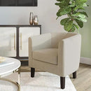 BELLEZE Accent Barrel Chair, Set of 2 Faux Leather Round Club Tub Sofa Corner Chair with Flared Legs and Cozy Soft Padding for Living Room Bedroom Waiting Room - Beige by CozyNest Decor