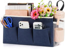 Bedside Caddy Bedside Organizer Bedside Storage Caddy with Fixed Straps and Water Bottle Holder for Home College Dorm Bunk Bed Hospital Bed Crib Bed Rails (Navy Blue) by CozyNest Decor