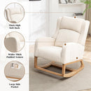 Rocking Chair Nursery, Nursing Rocking Chairs for Mom Nursery, Comfy Wingback Glider Rocking Armchair with Foot Rest and Side Pocket for Nursery Living Room Bedroom, Beige by TinyTreasures Baby Boutique