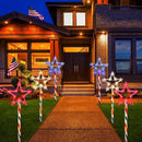 4th of July LED Big Star Pathway Lights Patriotic Lights Outdoor, for Memorial Day Independence Day Any Patriotic Decorations, 8 Mode Remote Control Solar Powered(2 Pack, 180 LED) by GreenHaven Gardens