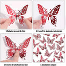 SAOROPEB 3D Butterfly Wall Decor - 48 Pcs, 4 Styles, 3 Sizes - Removable Stickers (Blood Red) for Birthday & Party Celebrations by CozyNest Decor