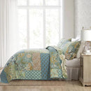 NEWLAKE Quilt Set Twin Size, 100% Cotton Patchwork Green Bohemian Quilt Sets, Reversible Bedspread Lightweight and Breathable for All Seasons, Soft Quilted Bedspread by CozyNest Decor