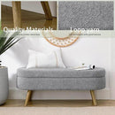Oval Storage Bench 43.5" Linen Fabric Upholstered Entryway Bench with Solid Wood Legs Ottoman Bench Indoor Bench for Living Room/Bedroom/End of Bed/Entryway (New Grey) by CozyNest Decor