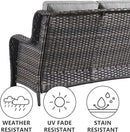 5 Piece Outdoor Patio Furniture Set - Wicker Furniture Patio Conversation Set, Outdoor Swivel Rocker Chairs with 3-Seater Sofa and 2 Ottomans for Small Space, Gray Cushion by GreenHaven Gardens