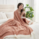 Snuggle Sac Orange Fall Blanket Twin Size, Oversized Soft Warm Cozy Knit Bedding Blanket, Luxurious Microfiber Blankets for Bed, Orange, 60x80 inches by TinyTreasures Baby Boutique