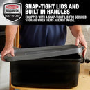 Rubbermaid Roughneck Tote 10 Gal, 6 Pack, Made in USA, Black & Gray, Rugged Plastic Stackable Storage Bins with Lids and Handles by CozyNest Decor