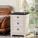 18" Farmhouse Night Stand with 3 Drawers, Wood End Table Dresser for Bedroom, White Nightstand, Bed Side Table with Metal Handle, Bedside Cabinet for Bedroom Living Room, Closet by CozyNest Decor