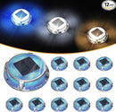 Quntis Solar Deck Lights Outdoor 12 Pack, 3 Color Modes Solar Driveway Lights IP68 Waterproof, Deck Light for Stair Pathway Pool Walkway Road (Blue/Cool White/Warm White) by GreenHaven Gardens
