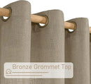 LAMIT Taupe Linen Curtains 95 Inch Length 2 Panels for Living Room/Bedroom, Semi Sheer Light Filtering Farmhouse Bronze Grommet Long Soft Thick Linen Textured Window Drapes, 52 x 95 Inch by CozyNest Decor