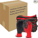 Evridwear Crinkle Latex Rubber Hand Coated Safety Work Gloves for Men Women General Multi Use Construction Warehouse Gardening Assembly Landscaping (XL-Size) Red 120 Pairs Pack by GreenHaven Gardens