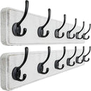Dseap Wall Mounted Coat Rack: 24" Long, Patented, Heavy-Duty, 6-Double-Hooks Wooden Hanger Rail for Winter Coats, Hat, Jacket, Clothing - White & Black, Pack of 2 by CozyNest Decor