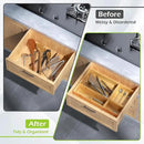 Bathroom Drawer Organizer Trays, Bamboo Silverware Drawer Organizer Kitchen Utensils, 8 PCS Wood Box Stackable Bins for Makeup, Office Desk, Vanity, Junk Drawer by CozyNest Decor