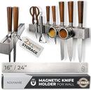 16" Magnetic Knife Holder for Wall with 2x Storage - Safe, Patented Storage Design - Stainless Steel Knife Magnetic Strip, Under Cabinet Knives Storage - Magnet Strip Rack Kitchen Utensil Organizer by CozyNest Decor