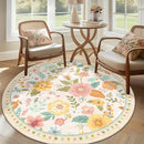 Floral 6ft Area Rug Machine Washable Soft Print Boho Carpet Non Slip Doormat Low Pile Flower Area Rugs for Living Room Bedroom Nursery Kitchen Dining Room Indoor-Beige/White/Orange by TinyTreasures Baby Boutique