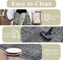 9x12 Area Rug Living Room Rugs, Stain Resistant Washable Rug, Vintage Large Non-Slip Backing, Low Pile Lightweight Print Rug for Bedroom Dinning Room Home Office (Grey) by TinyTreasures Baby Boutique