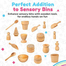 Wooden Tool Set for Sensory Bin (30 Piece), Child-Sized Montessori Sensory Toys for Developing Fine Motor Skills, Smooth Wooden Toys, Bin Scoops and Tools by TinyTreasures Baby Boutique